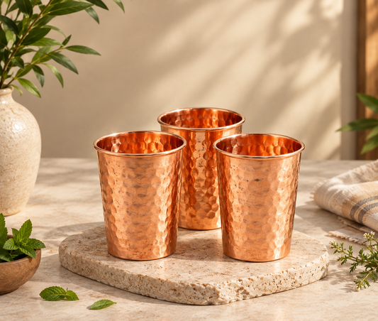 Hand-Hammered Copper Tumbler Set (Set of 3)