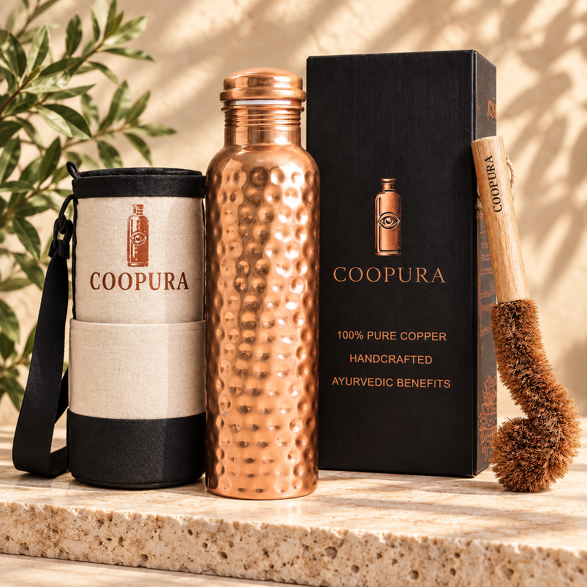 Coopura Complete Copper Bottle Bundle